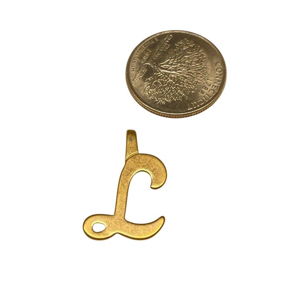 Gold-Tone Initial "L" Pendant & Vintage Style Filigree Dangle Charm Set - Picture 5 of 5